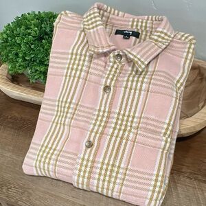 Stussy Stussy Laguna Plaid Button Up Shirt Pink Large Cotton